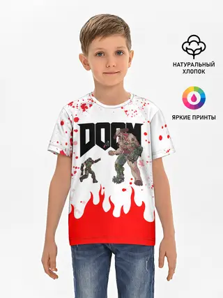 Детская базовая футболка / Doomguy vs Cyberdemon
