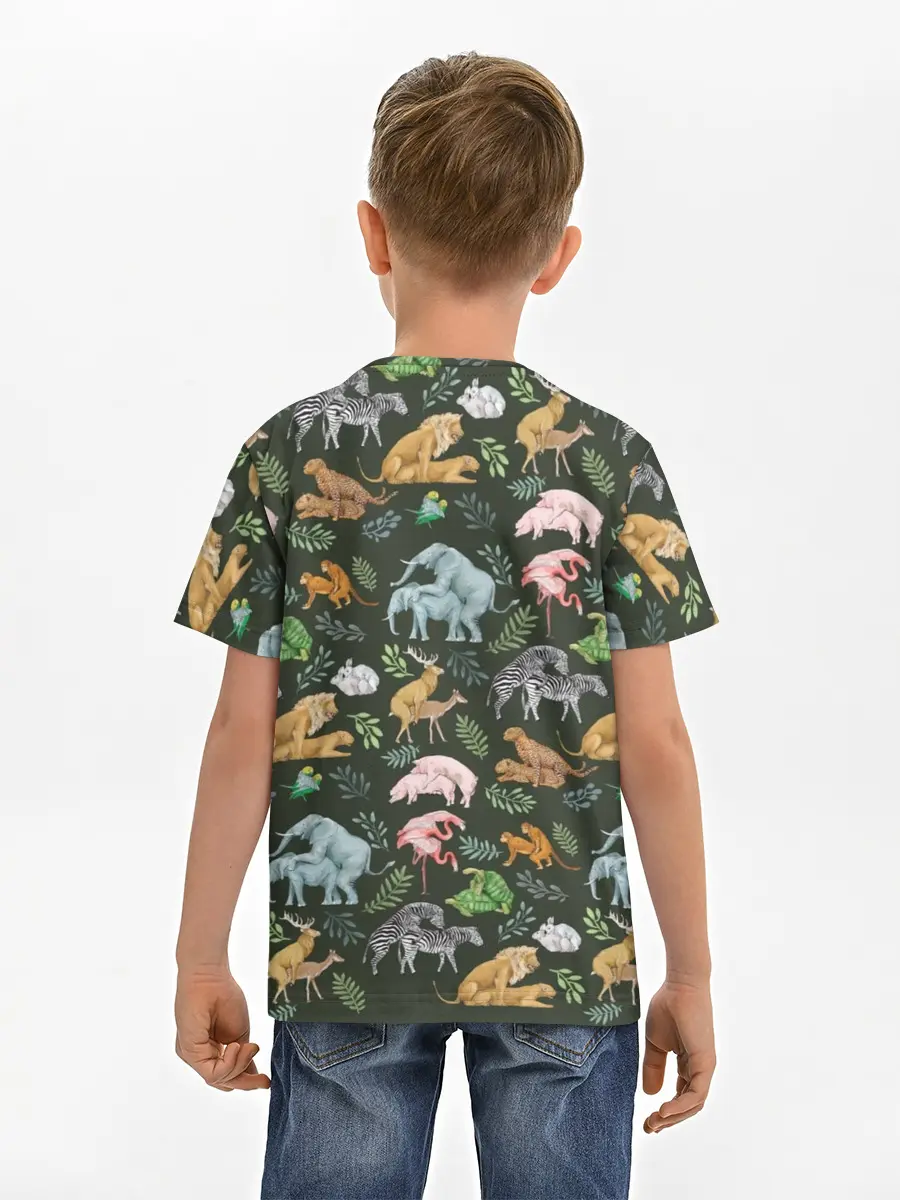 Детская базовая футболка / Дикие Звери Паттерн