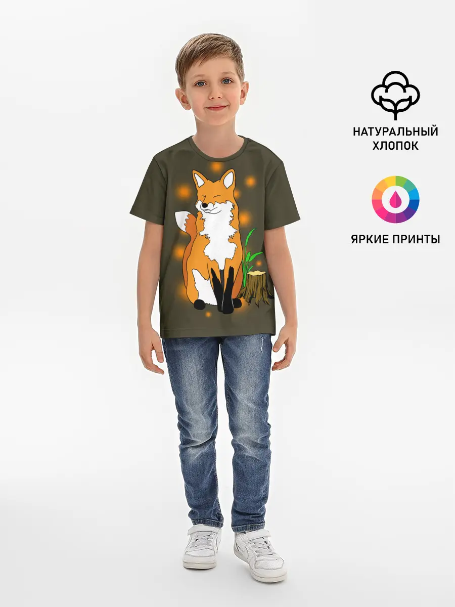 Детская базовая футболка / Лиса в лесу