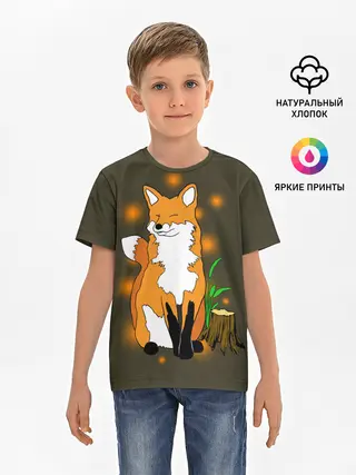 Детская базовая футболка / Лиса в лесу