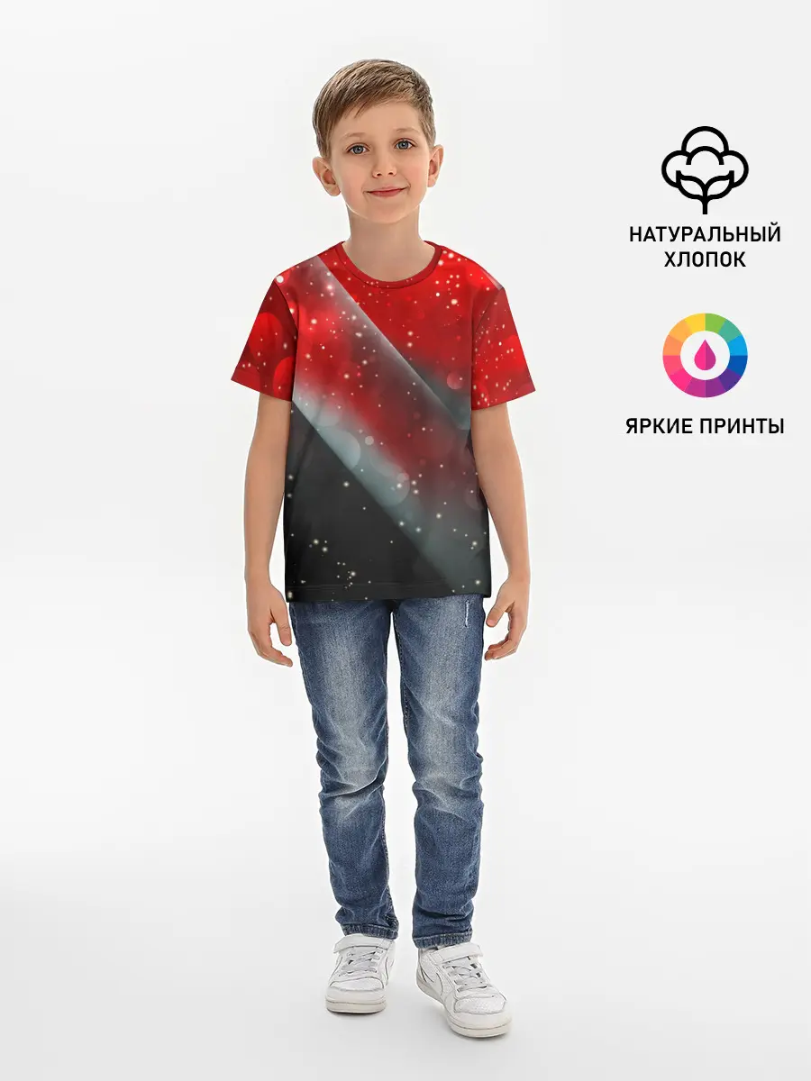 Детская базовая футболка / Red & Black