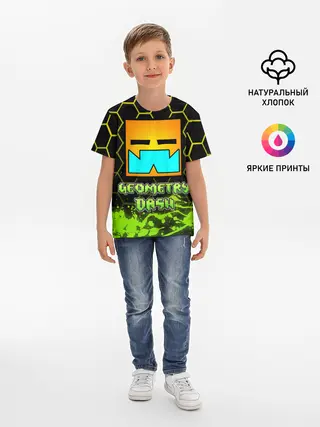 Детская базовая футболка / Geometry Dash