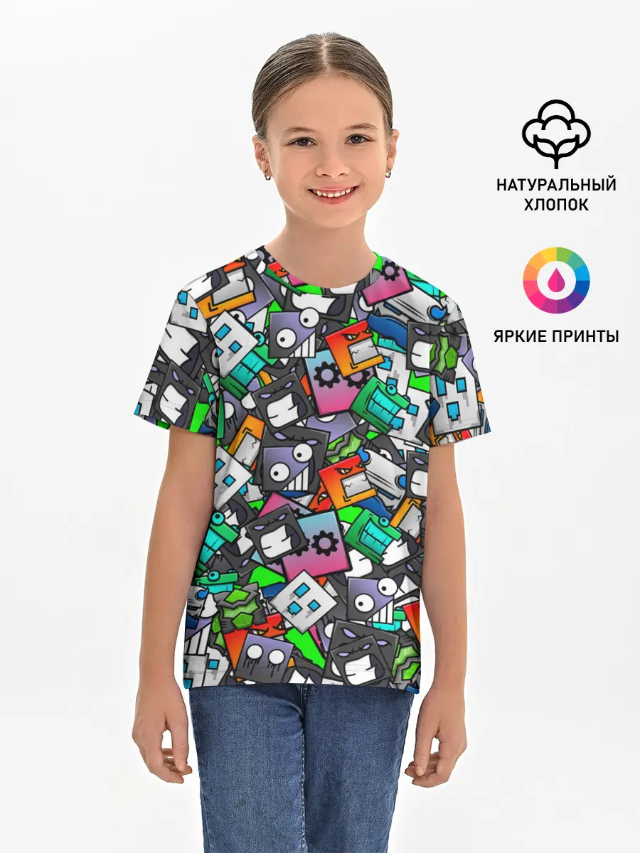 Детская базовая футболка / Geometry Dash | Pattern