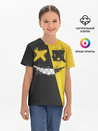 Детская базовая футболка / Yellow and Black Emoji