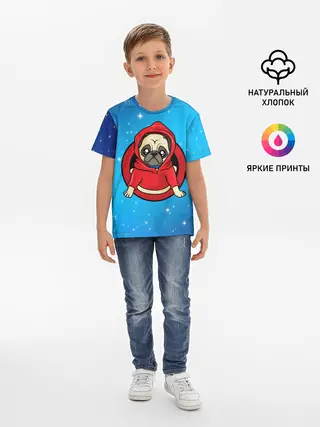 Детская базовая футболка / Мопс в толстовке