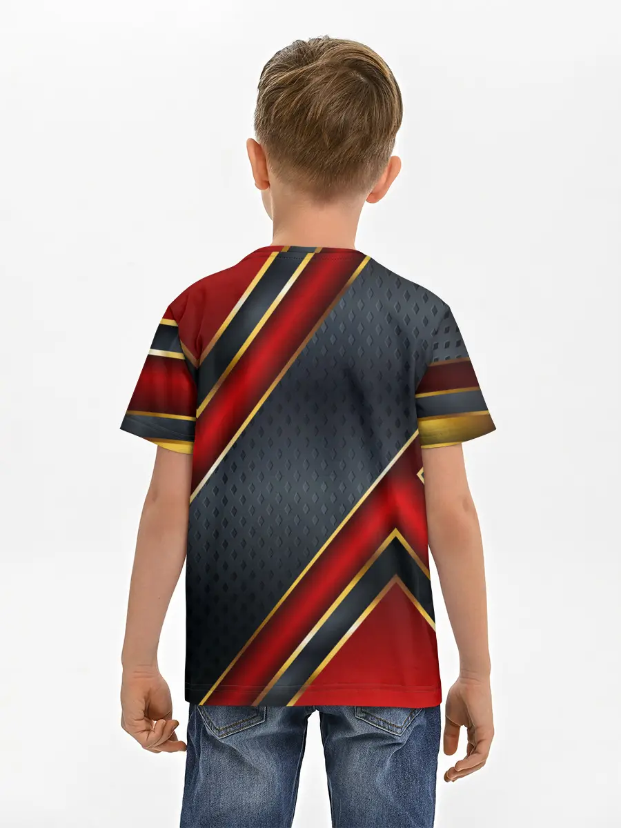 Детская базовая футболка / Black & Red 3D