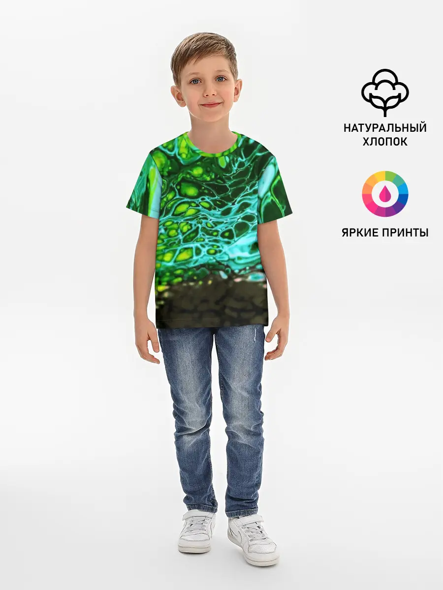 Детская базовая футболка / Кислотные разводы краски