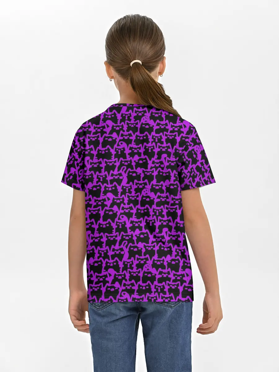 Детская базовая футболка / Неоновые коты