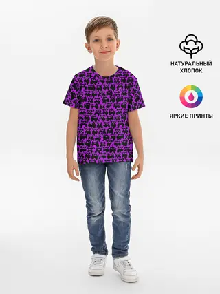 Детская базовая футболка / Неоновые коты