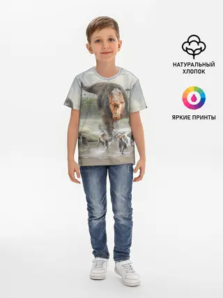 Детская базовая футболка / Т-Рекс | Динозавр | Dino