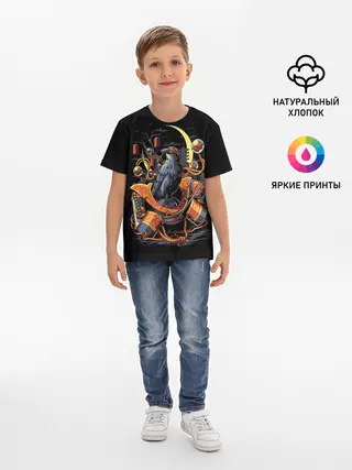 Детская базовая футболка / ВОРОН СТИМПАНК