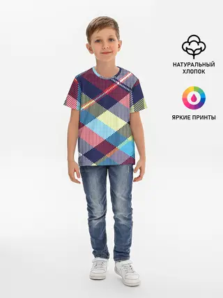 Детская базовая футболка / Клетка / Текстура в клетку #2