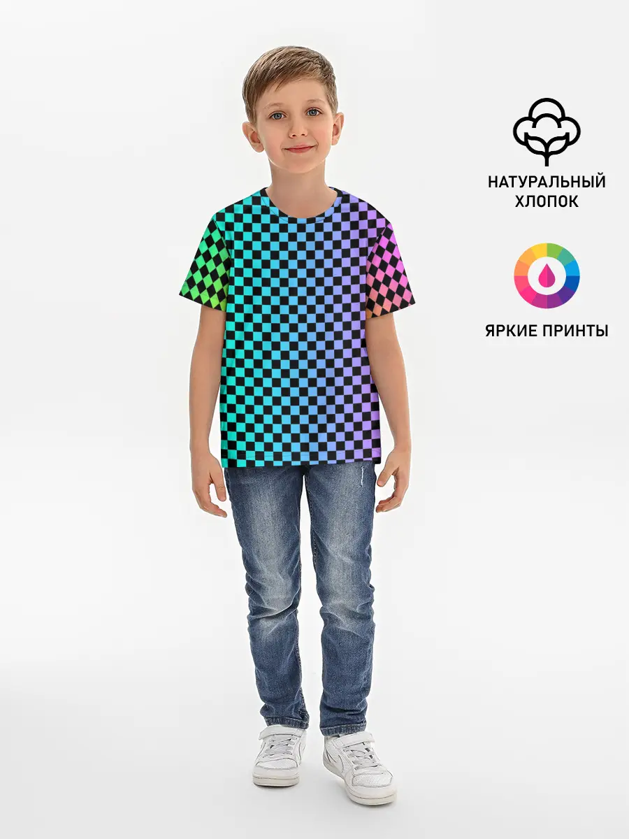 Детская базовая футболка / Checkerboard Color