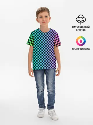 Детская базовая футболка / Checkerboard Color