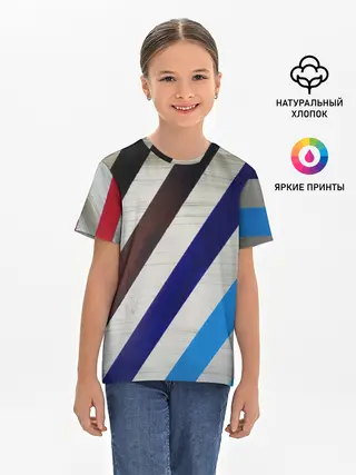 Детская базовая футболка / Косые линии полосы крупные