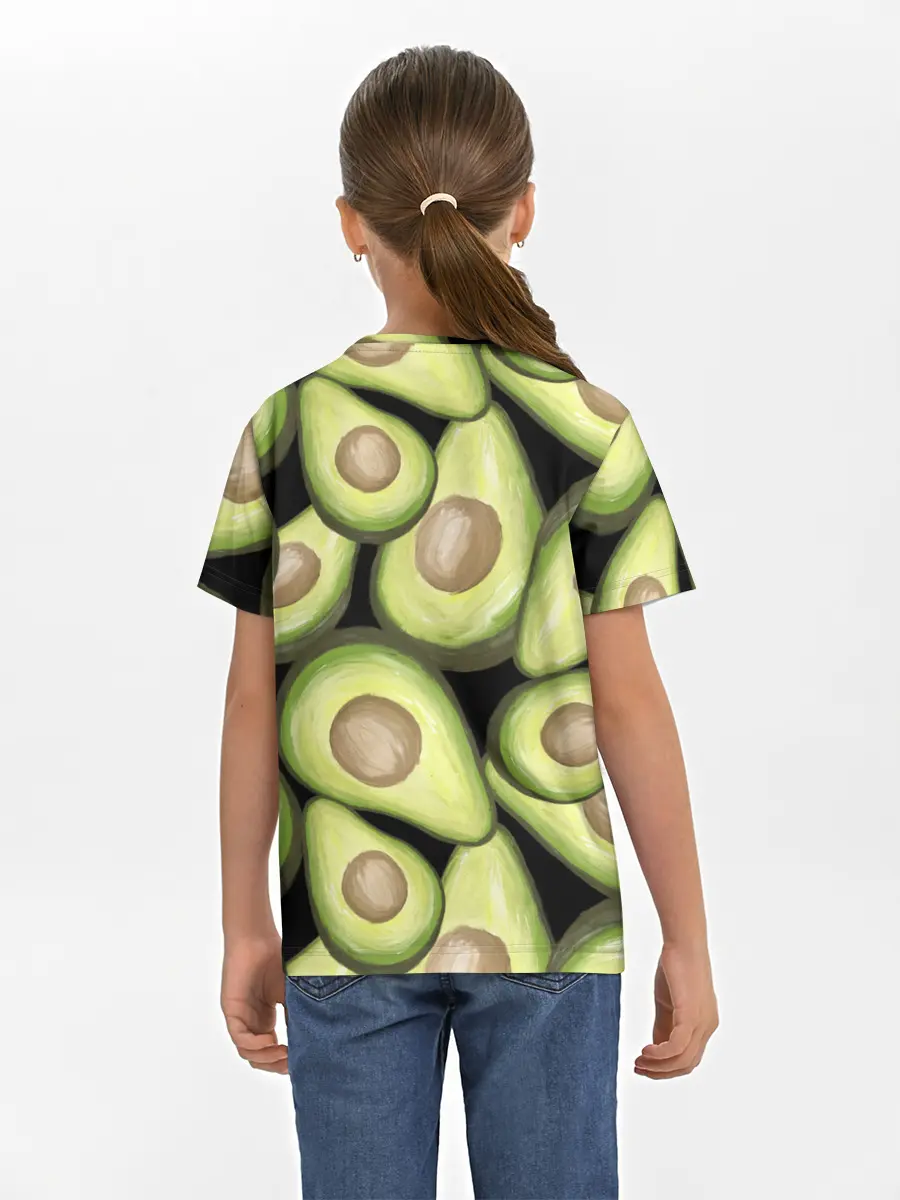 Детская базовая футболка / Avocado background