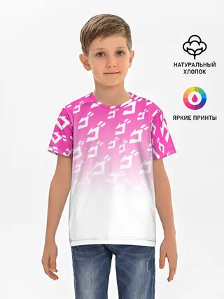 Детская базовая футболка / Паттерн розовый джоджо