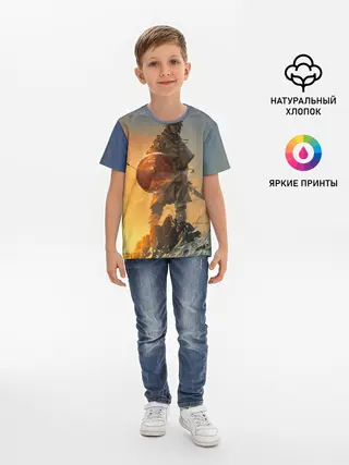 Детская базовая футболка / Винланд стоит на скале сага