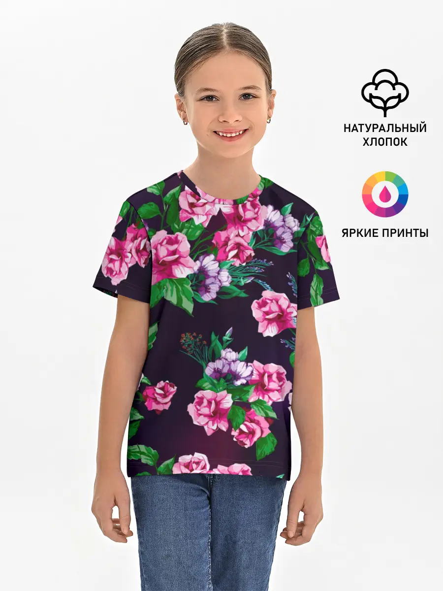Детская базовая футболка / Розы