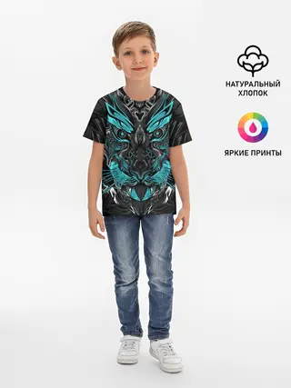 Детская базовая футболка / Абстракция тигр