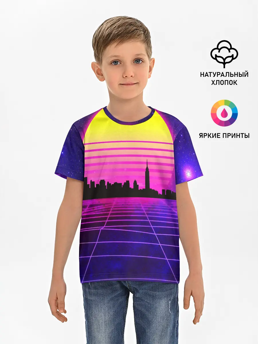 Детская базовая футболка / ГОРОД В НЕОНЕ