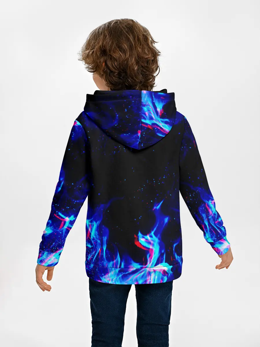 Детское худи / СИНИЙ ОГОНЬ ГЛИТЧ | BLUE FIRE GLITCH