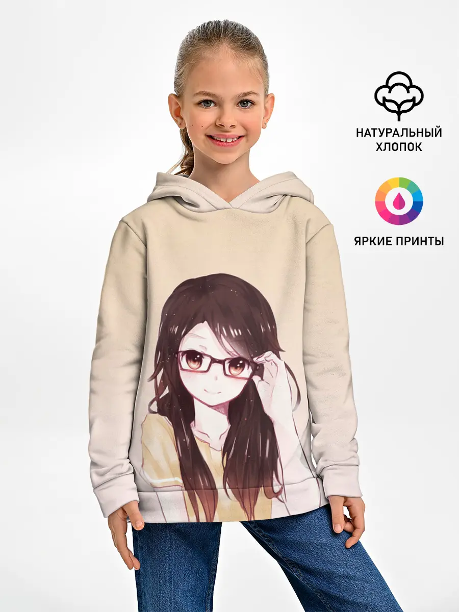 Детское худи / девочка в очках милая