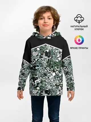 Детское худи / Черно-зеленые каракули