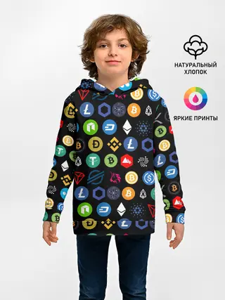 Детское худи / ЛОГОТИПЫ КРИПТОВАЛЮТ | CRYPTOCURRENCIES