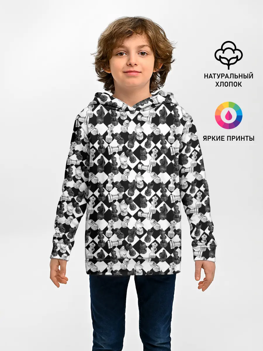 Детское худи / Шахматы на шахматной доске