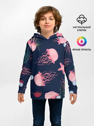 Детское худи / розовые медузы