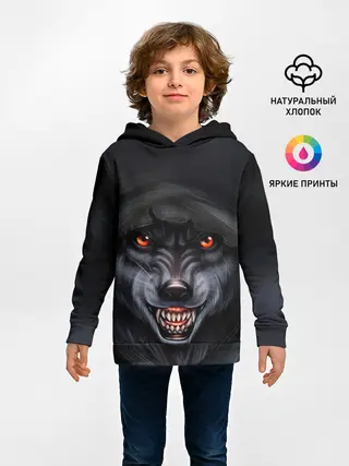 Детское худи / СЕРЫЙ ВОЛК 3D