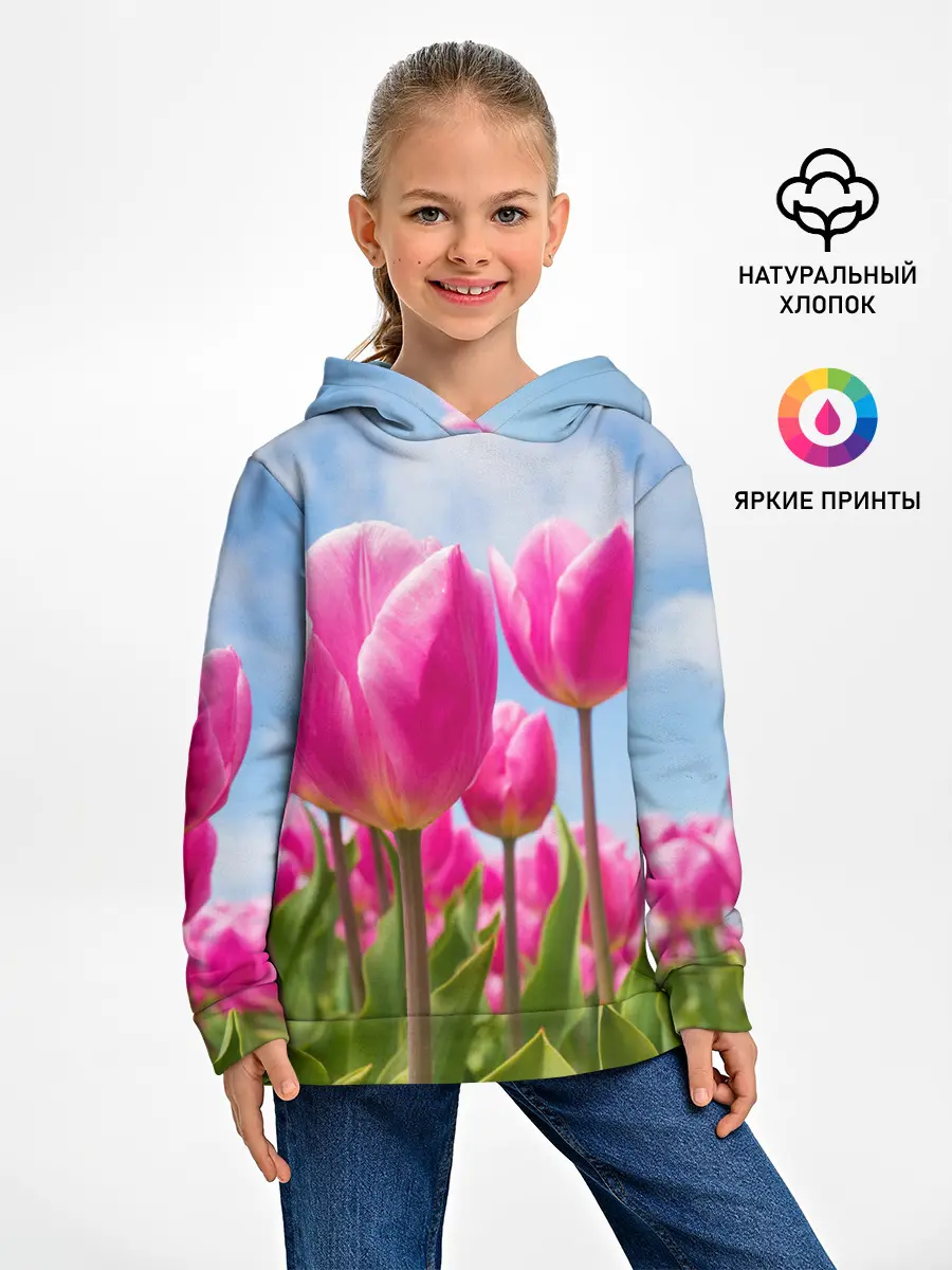 Детское худи / Розовые тюльпаны