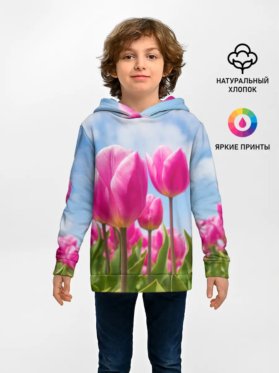 Детское худи / Розовые тюльпаны
