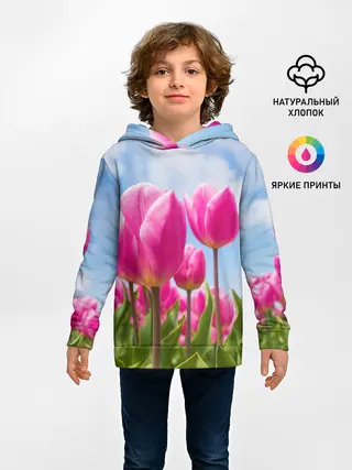 Детское худи / Розовые тюльпаны