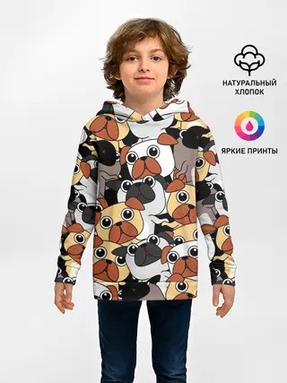Детское худи / Собаки мопсы