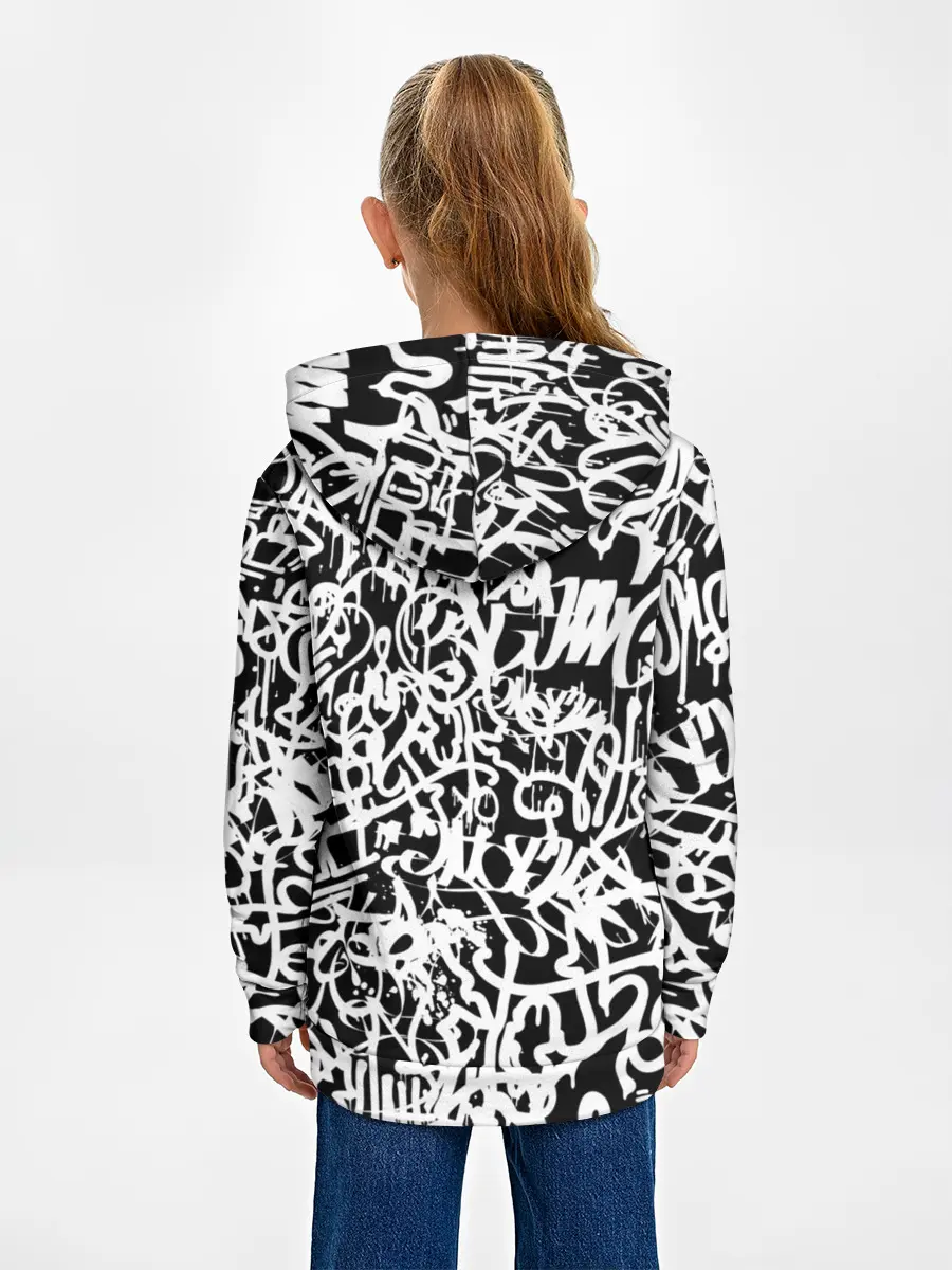 Детское худи / Graffiti white on black