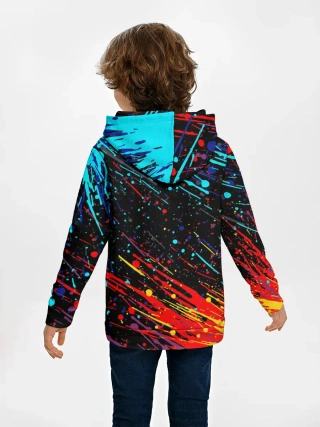 Детское худи / Cyberpunk 2077 Цветные брызги.