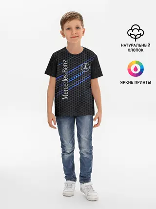 Детская базовая футболка / MERCEDES LOGO NEON