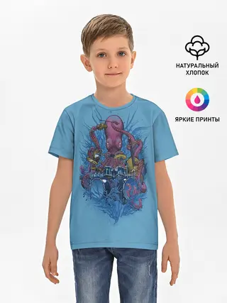 Детская базовая футболка / Осьминог барабанщик