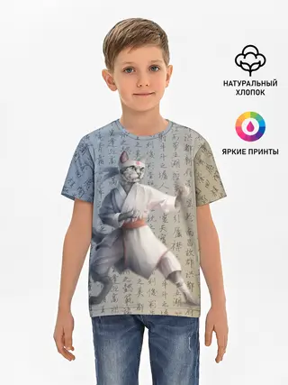 Детская базовая футболка / Karate cat