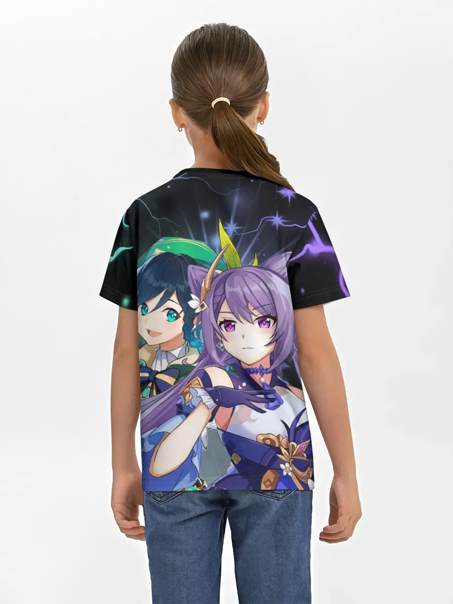 Детская базовая футболка / Венти и Кэ Цин, Genshin Impact