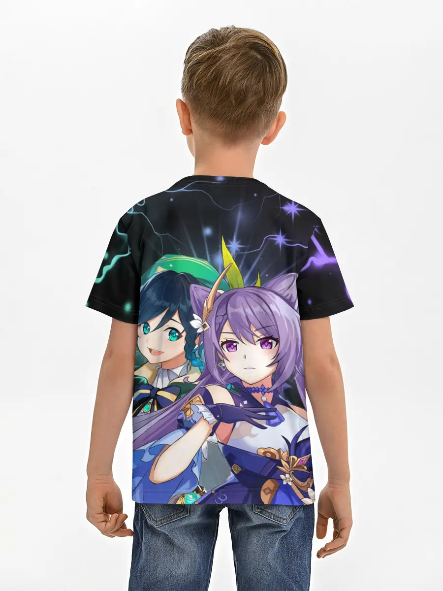 Детская базовая футболка / Венти и Кэ Цин, Genshin Impact