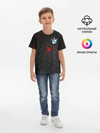 Детская базовая футболка / Карбон и BMW