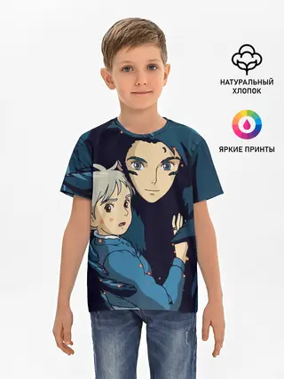 Детская базовая футболка / Ходячий замок Софи и Хаул летят