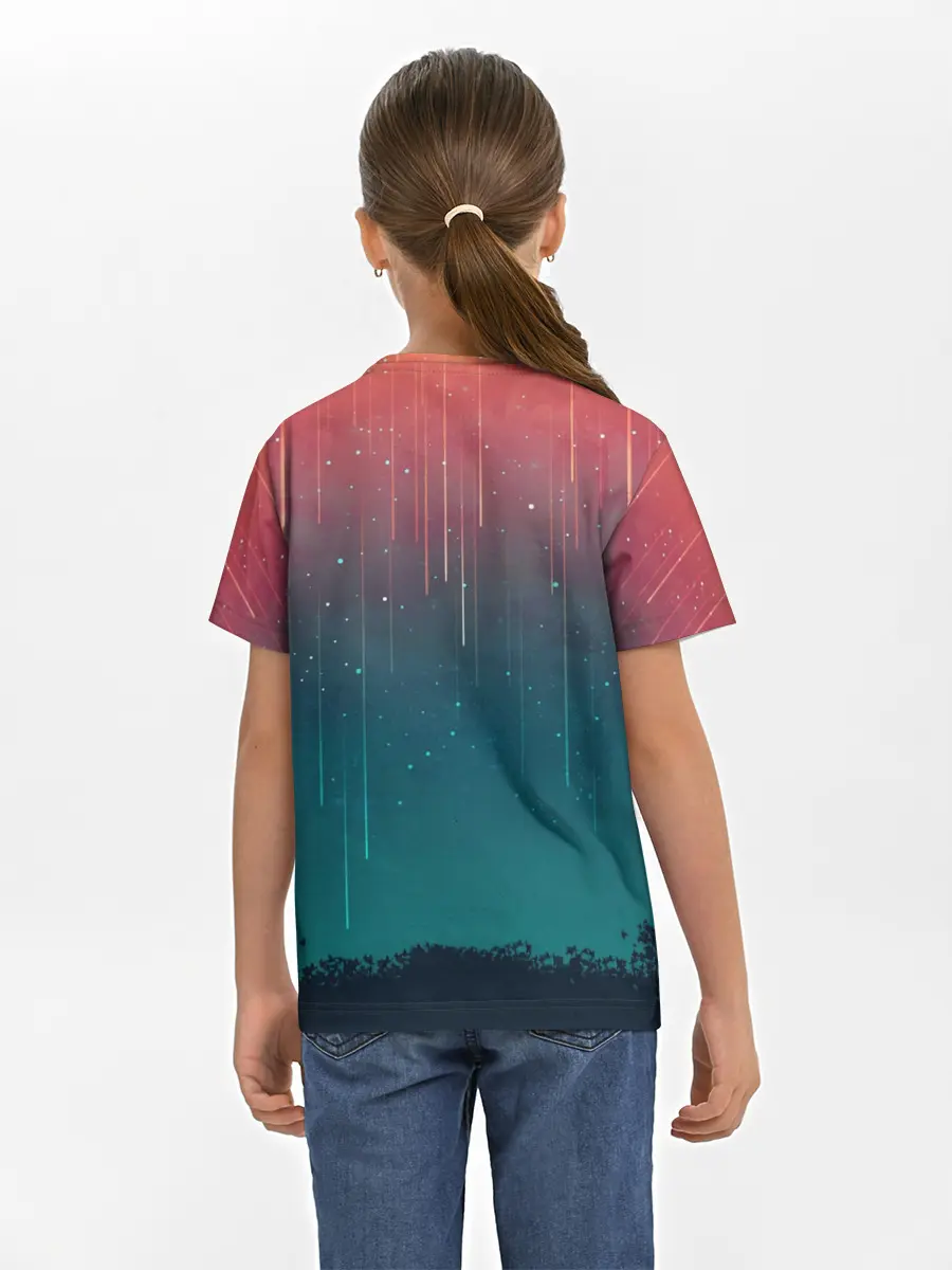 Детская базовая футболка / Космический Дождь