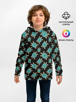 Детское худи / Бирюзовые черепашки брошка