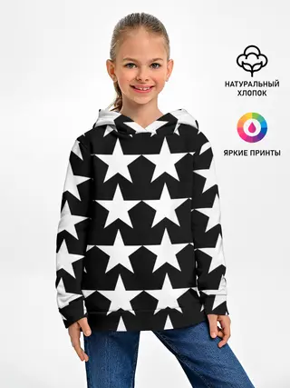 Детское худи / Белые звёзды на чёрном фоне