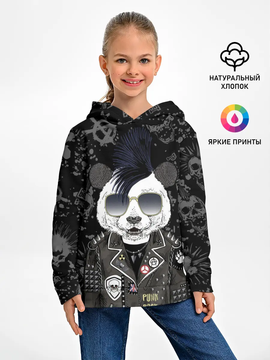 Детское худи / Панда в косухе