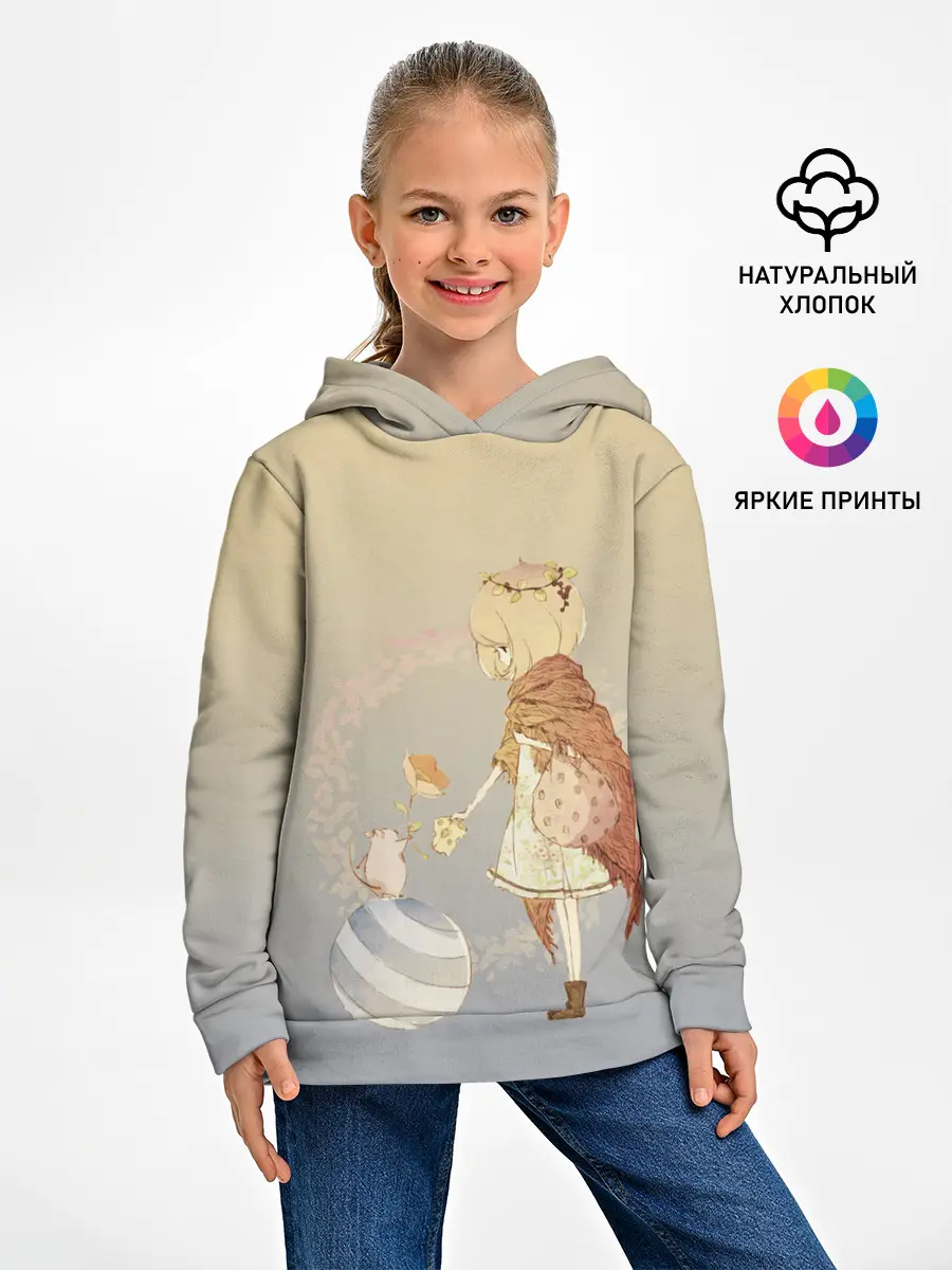 Детское худи / девочка и мышка друзья